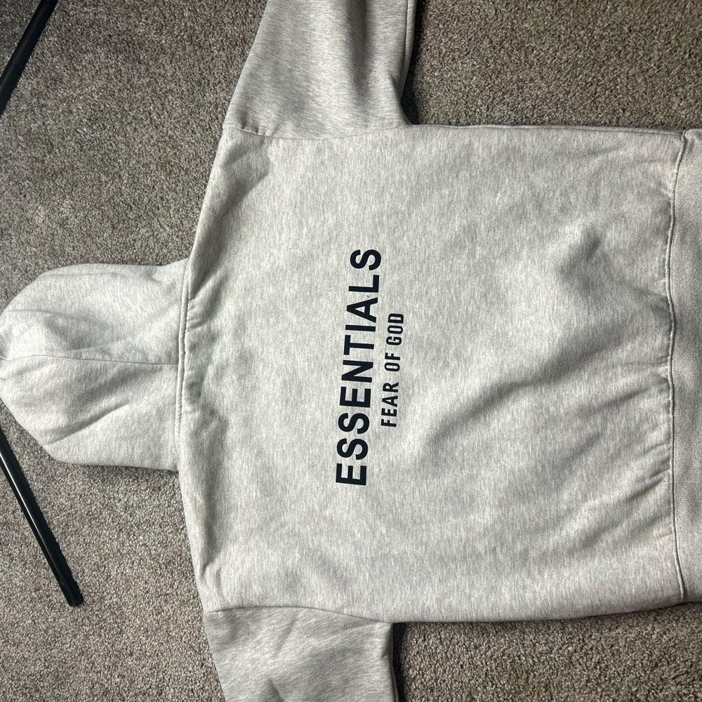 Essentials Light Gray Hoodie with Black Label